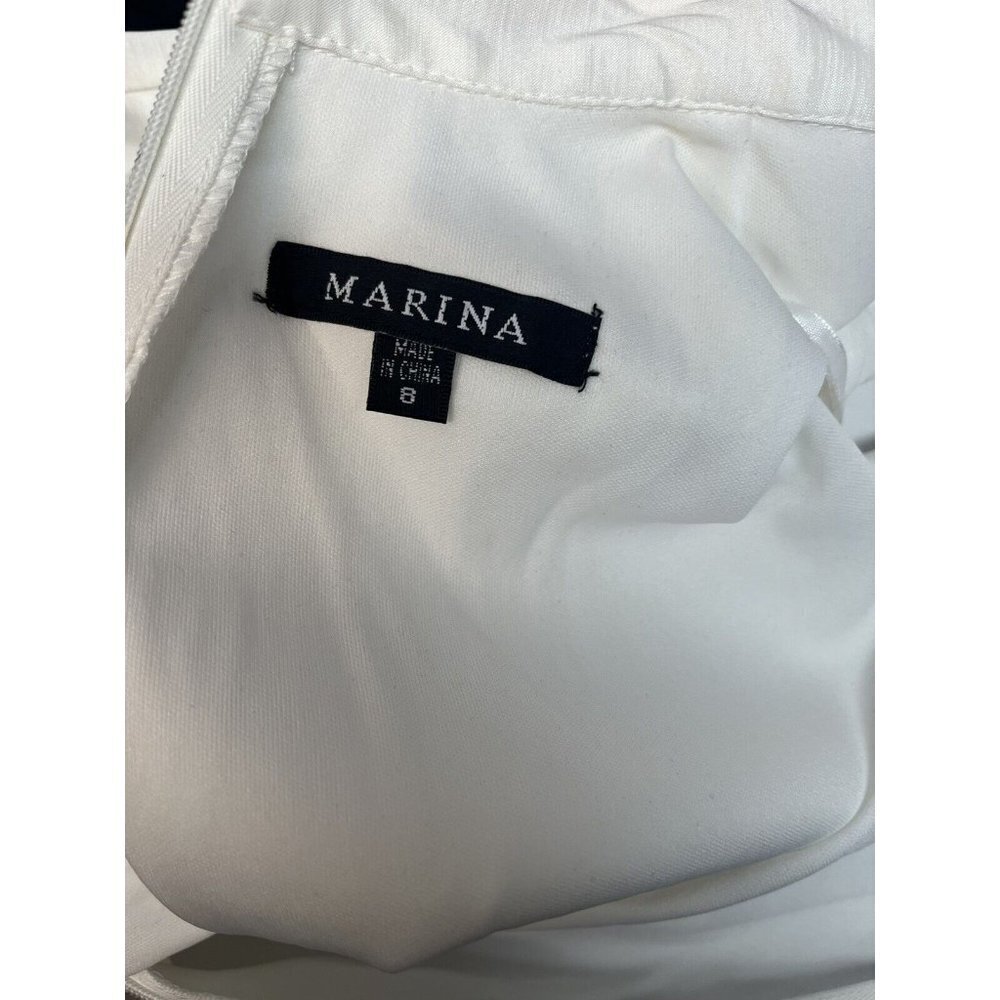 NWT MARINA Black/Beige Sleeveless Jumpsuit Size 8 Cocktail Black Waist Tie - Picture 10 of 10